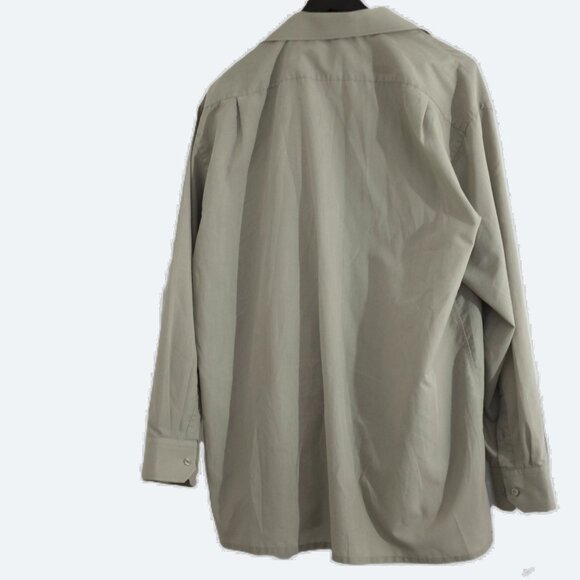 Platinum mode grey green solid dress shirt size XL cotton blend - Picture 6 of 7